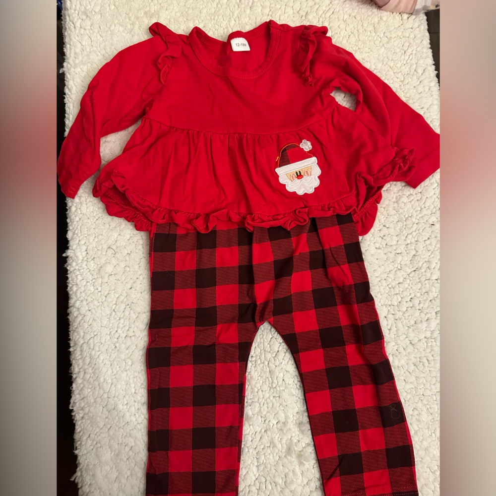 Festive Santa Red Plaid Kids set